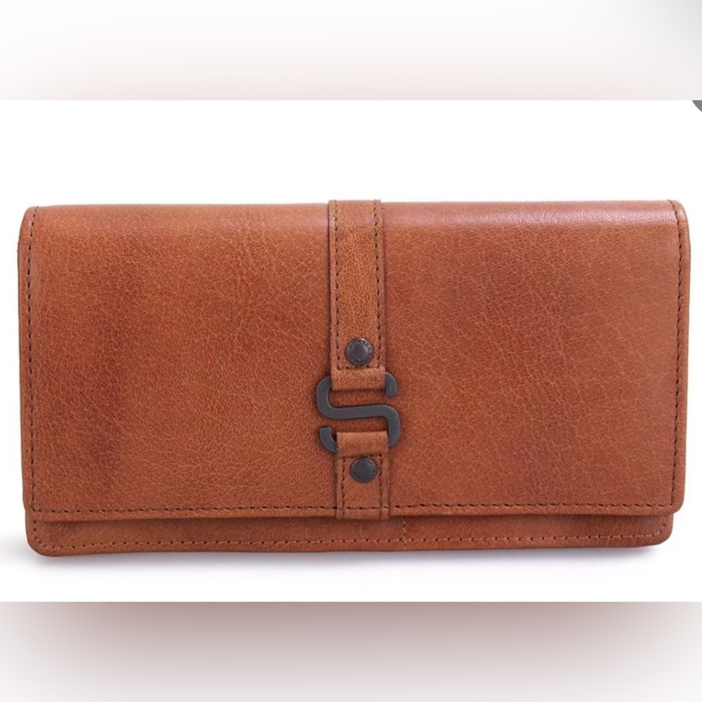 NWOT SPIKES & SPARROW LEATHER RFID WALLET - IOWA - BRANDY